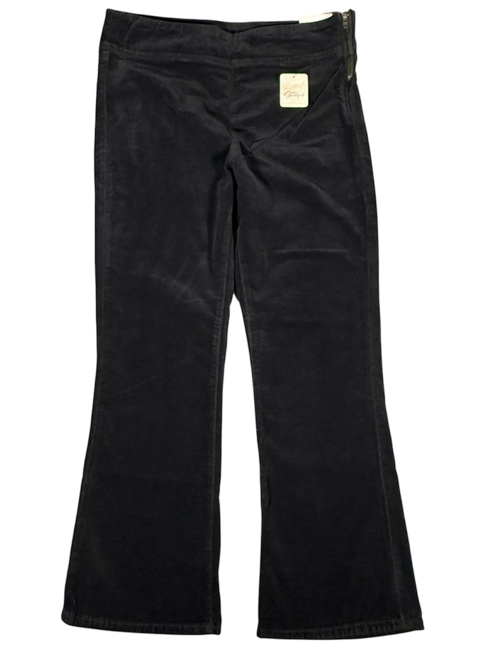 NWT Free People In My Feelings Velvet Crop Slim Flare Pants Black Size Small